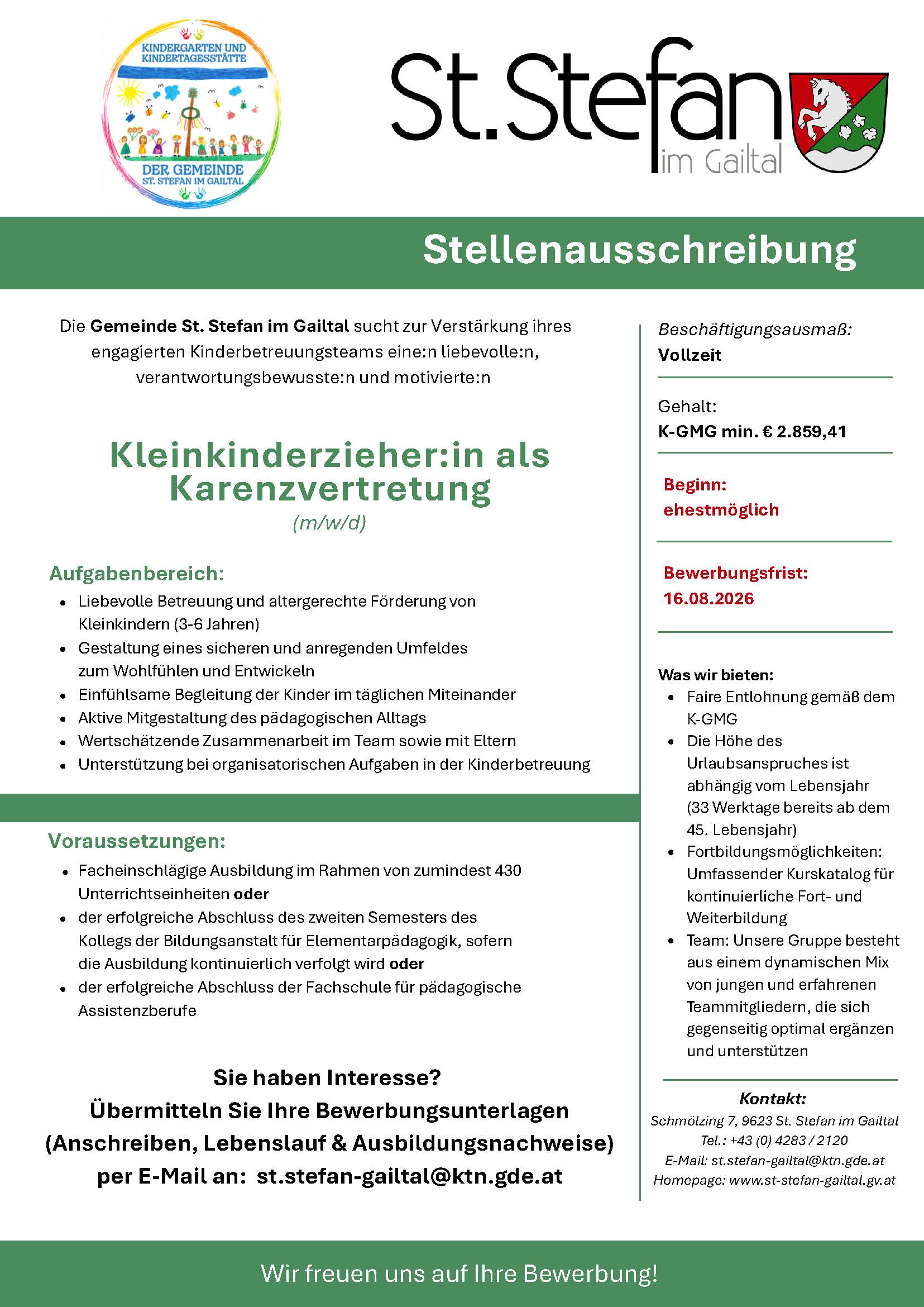 Stellenausschreibung St. Stefan/G.
